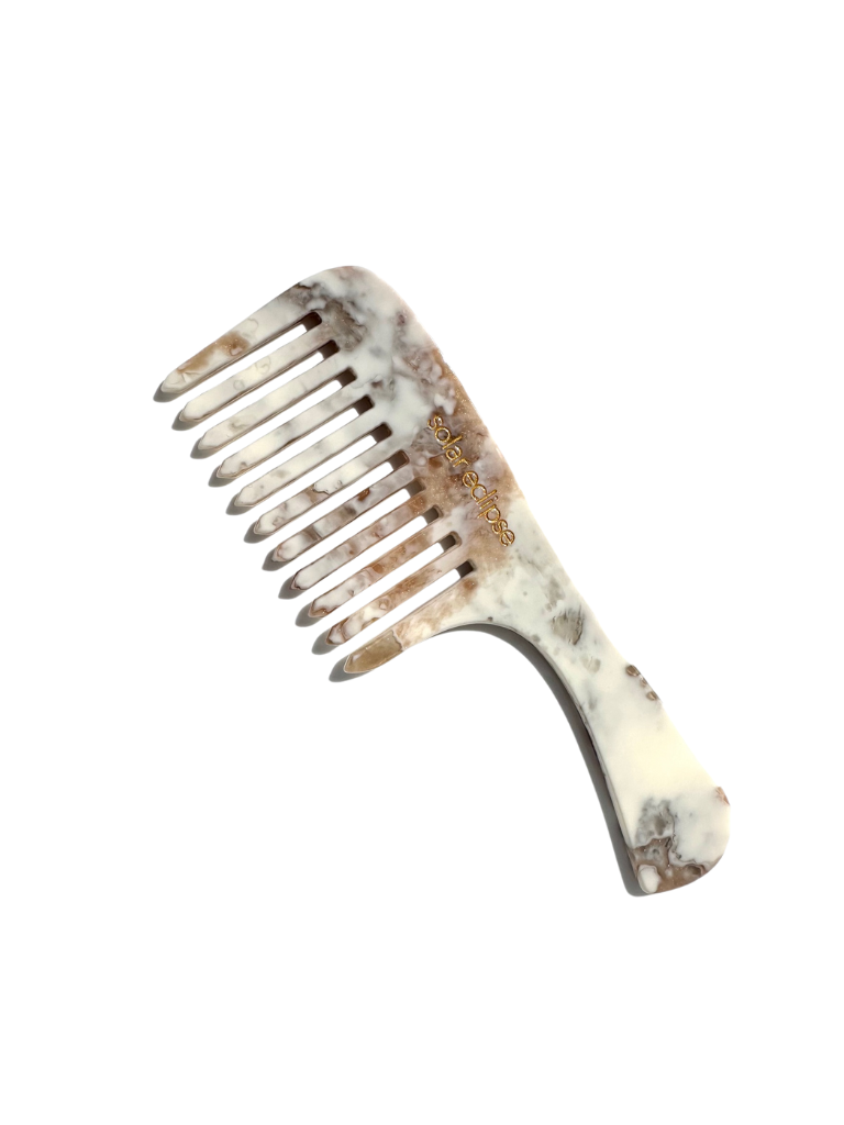 Wide Tooth Handle Acetate Hair Comb | Eco-Friendly: Blonde