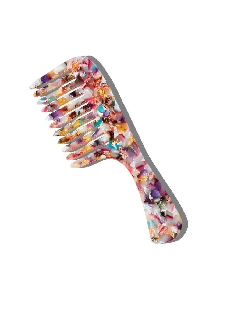 Wide Tooth Handle Acetate Hair Comb | Eco-Friendly: Blonde