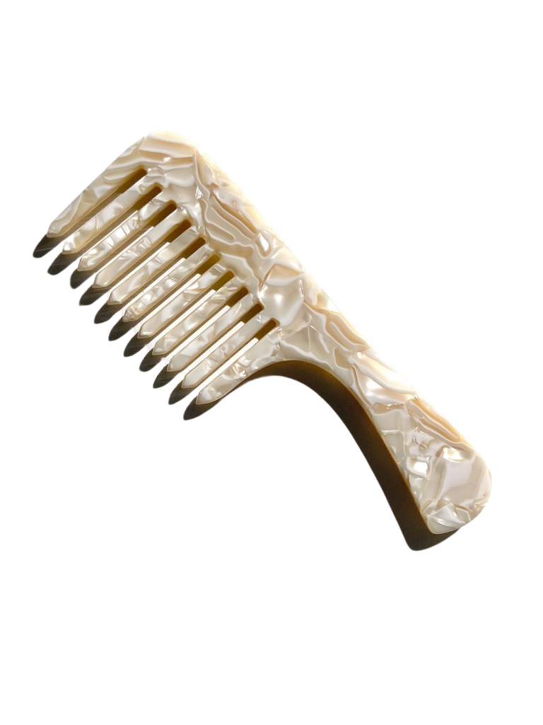 Wide Tooth Handle Acetate Hair Comb | Eco-Friendly: Blonde